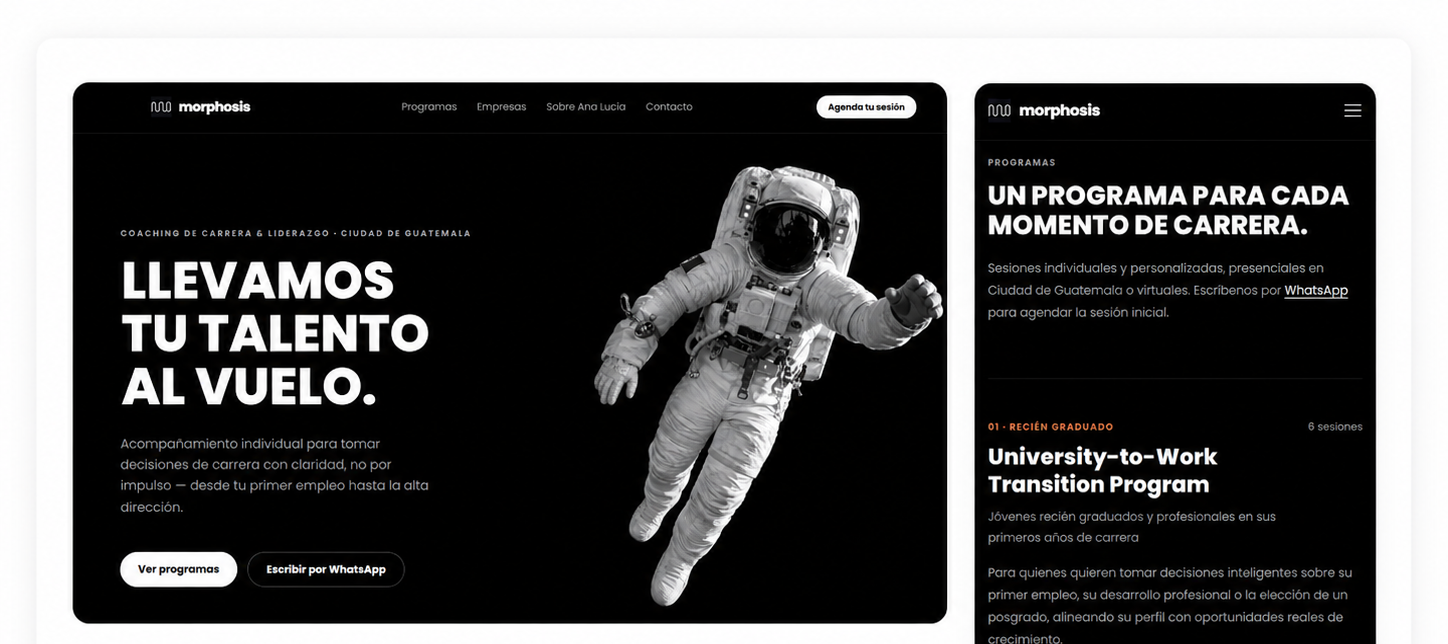 Captura del sitio web Morphosis desarrollado por MCodeGT